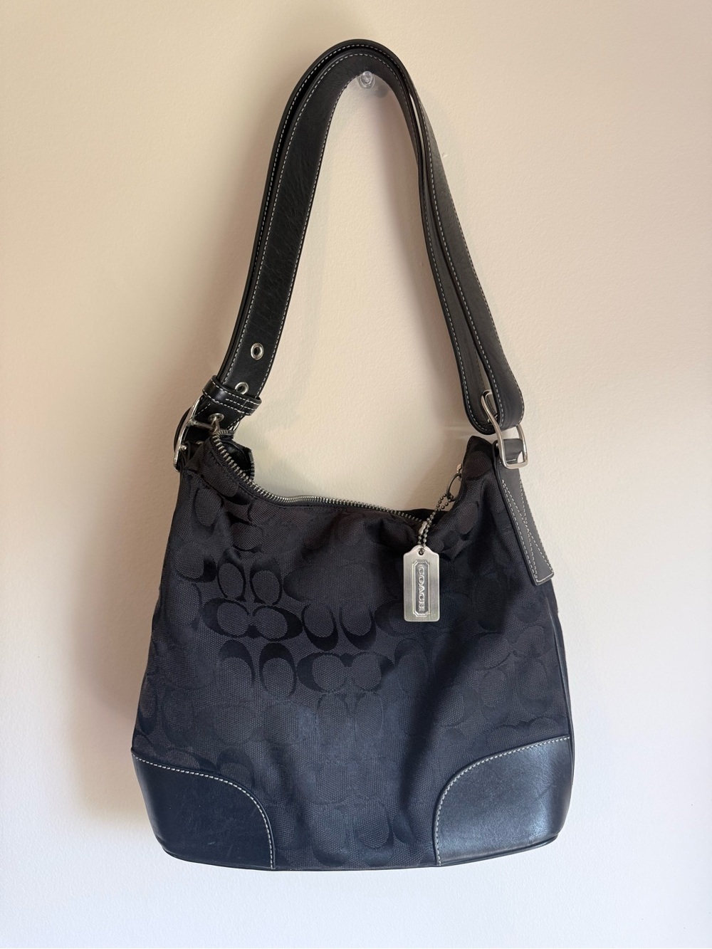 Coach Vintage Signature Jacquard Slim Crossbody Hobo Bag (Style #6347)